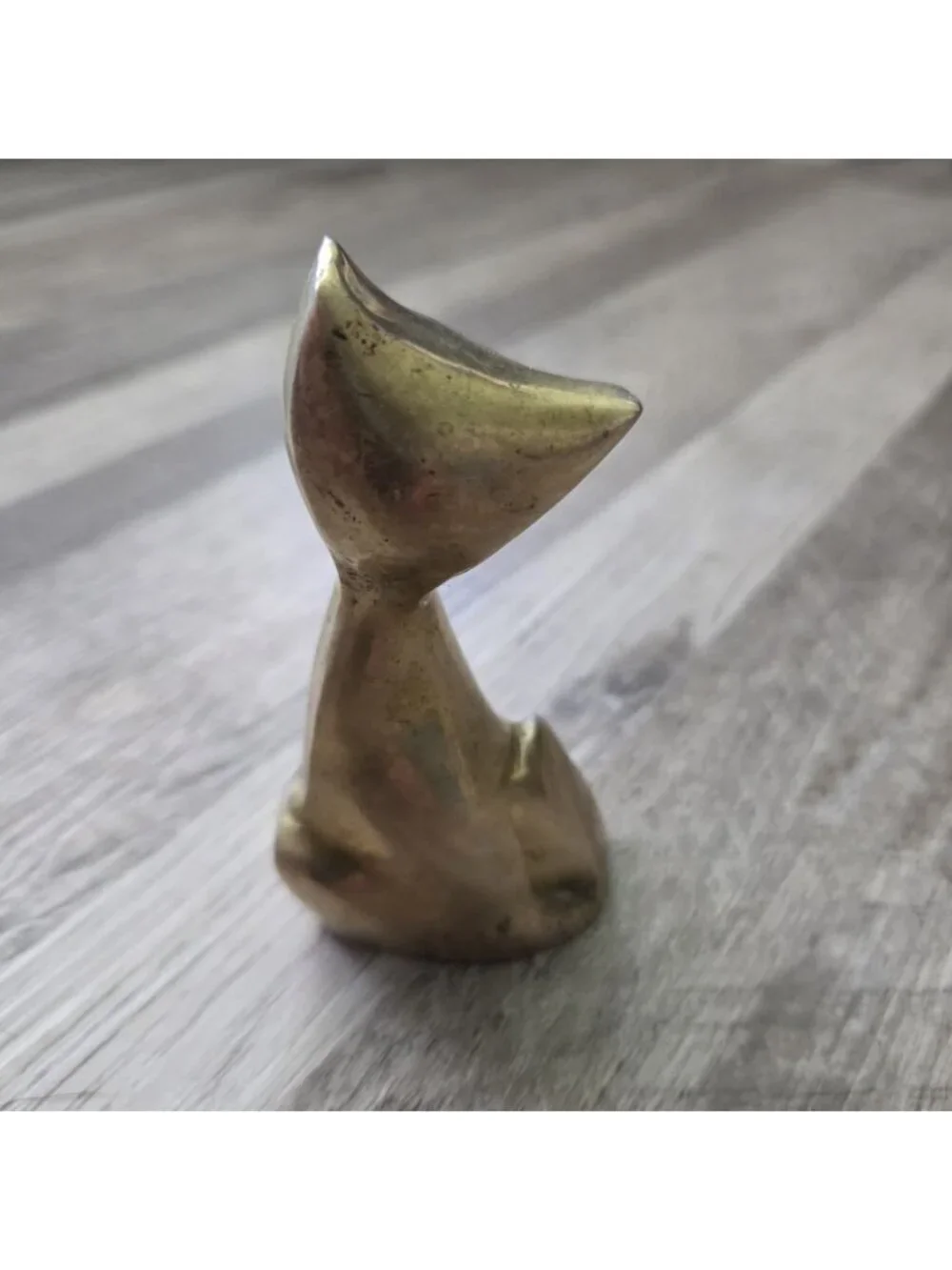 Vintage Brass Cat 3.5" Figurine Mid Century Modern Minimalist Desk Decor MCM - Picture 2 of 12